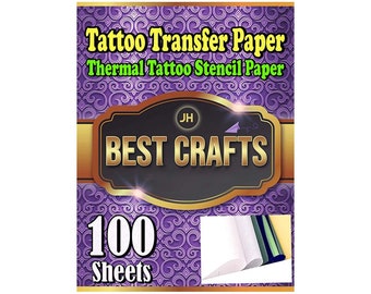 Tattoo Transfer Paper - 100 Sheets Thermal Tattoo Stencil Paper 4 Layers 8 1/2" x 11" DIY Tattoo Supply Kit