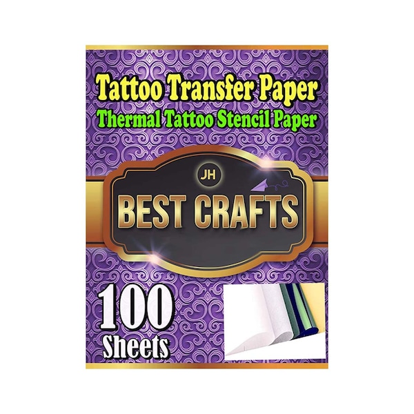 Tattoo Transfer Paper - 100 Sheets Thermal Tattoo Stencil Paper 4 Layers 8 1/2" x 11" DIY Tattoo Supply Kit