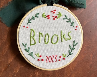 Custom handwriting embroidery hoop ornament
