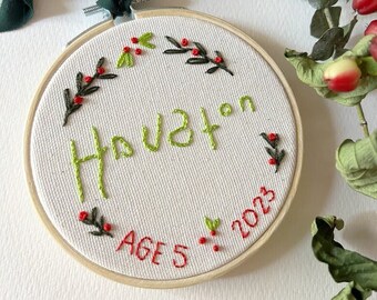 4" Custom handwriting embroidery hoop ornament