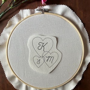 Family Initial Hearts Stick and Stitch perfect for Valentine's day, Mother's day, Grandparents and more image 1