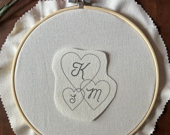 Family Initial Hearts Stick and Stitch - perfect for Valentine's day, Mother's day, Grandparents and more!