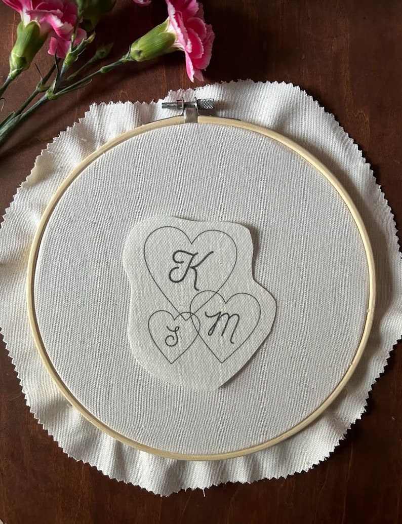 Family Initial Hearts Stick and Stitch perfect for Valentine's day, Mother's day, Grandparents and more image 1