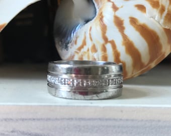FLASH SALE ! Sterling Silver and Diamond Wedding Band sz 7.5 unisex approx.25 TCW