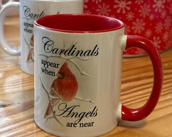 Cardinals Appear When Angels are near. Hand drawn Special Gift.