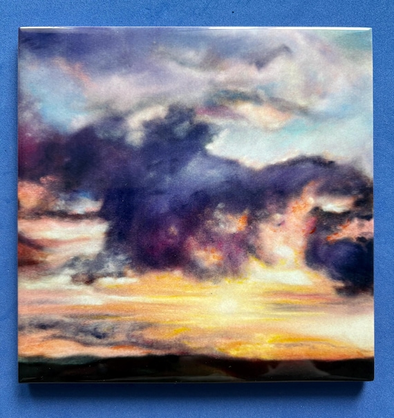 Original art “Magic of the Setting Sun”ceramic trivet