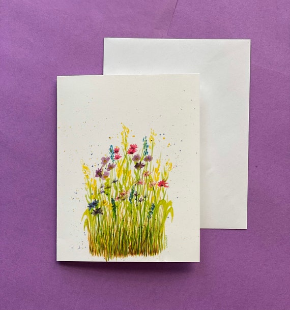 Watercolor wildflowers card pack of 6