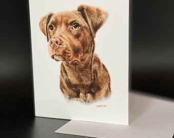 Labrador Dog Card Set, Colored Pencil Portrait, Blank Note Cards