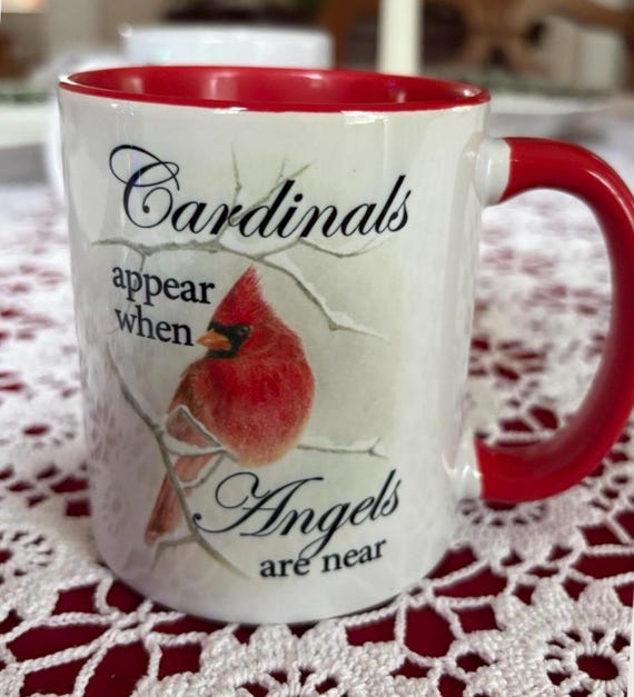 Cardinals Appear When Angels are near. Hand drawn Special Gift.
