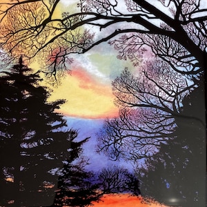 Ceramic Trivet "Winter Sky" from my original artwork