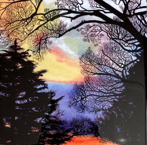 Ceramic Trivet "Winter Sky" from my original artwork