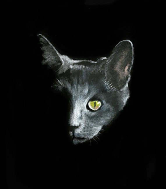 Kitty. Giclee  print of an original colored pencil drawing. Matted, ready to frame and gift ready!