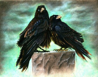 High Gloss Ceramic Trivet (Ravens) “The Messengers”  from my original artwork