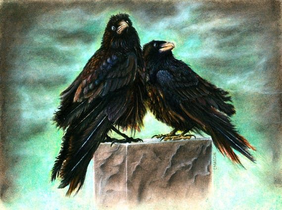 High Gloss Ceramic Trivet (Ravens) “The Messengers”  from my original artwork