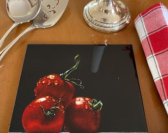 High gloss ceramic trivet "Tomatoes" from my original artwork