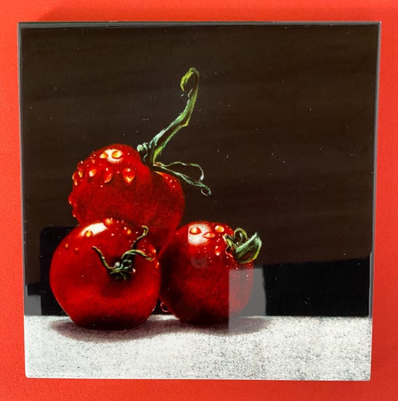 Tomatoes high gloss ceramic trivet