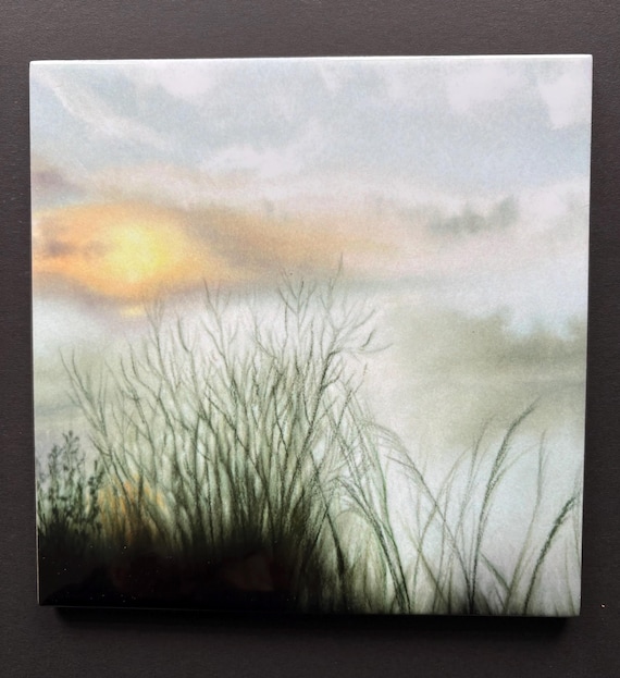 Original art “Whispers in the Mist” 6x6 ceramic trivet