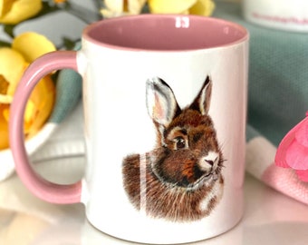 Bunny rabbit mug!  Decorated with my original drawing.