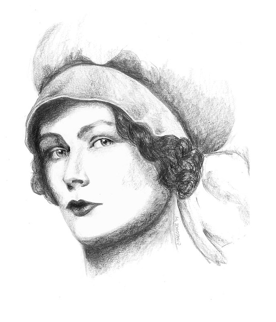 Heroine Caroline Woolsey Ferriday. 8.5" x 11" print of an original Graphite pencil drawing