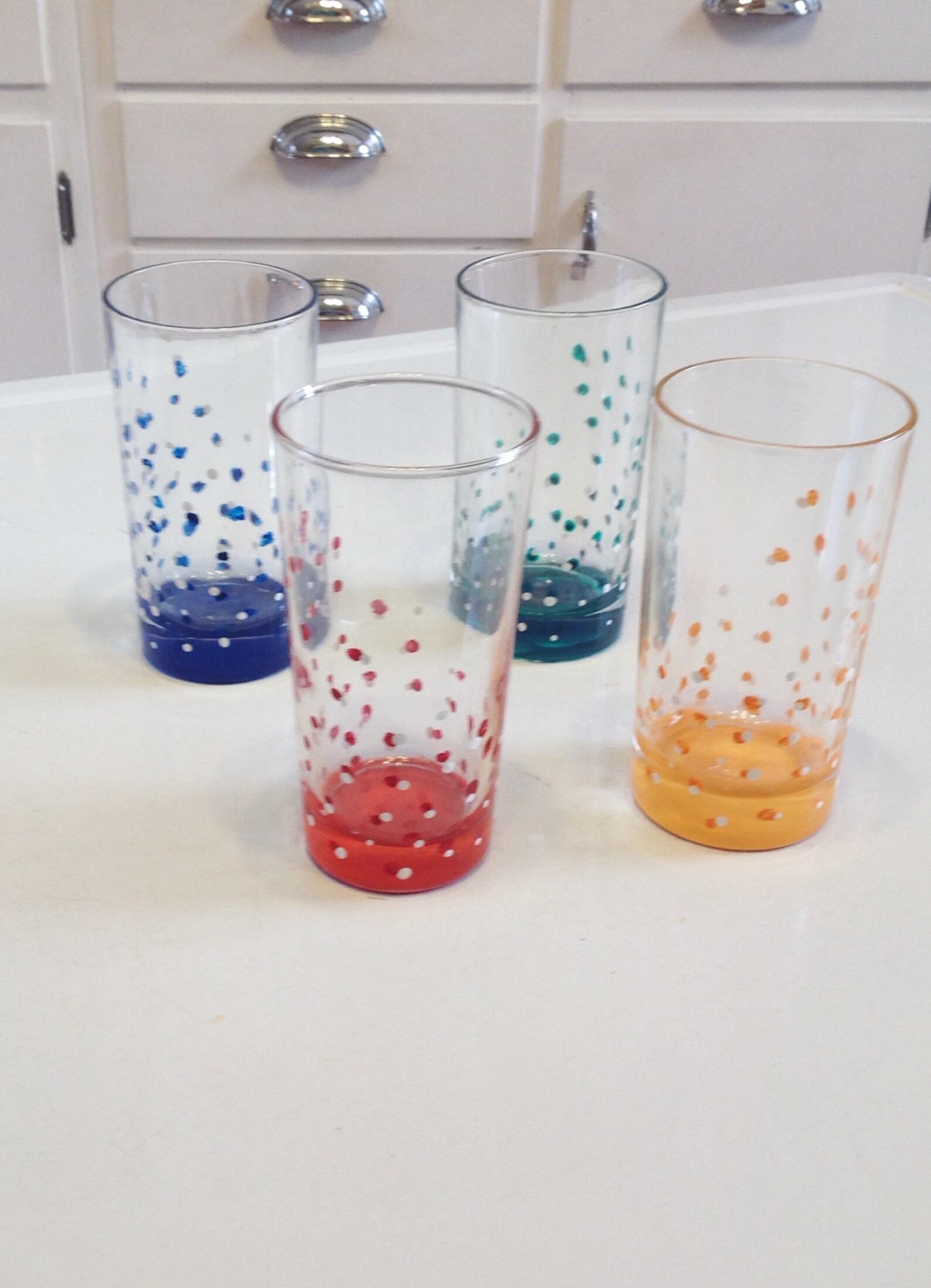Hand painted drinking glasses set of four glasses colorful Etsy