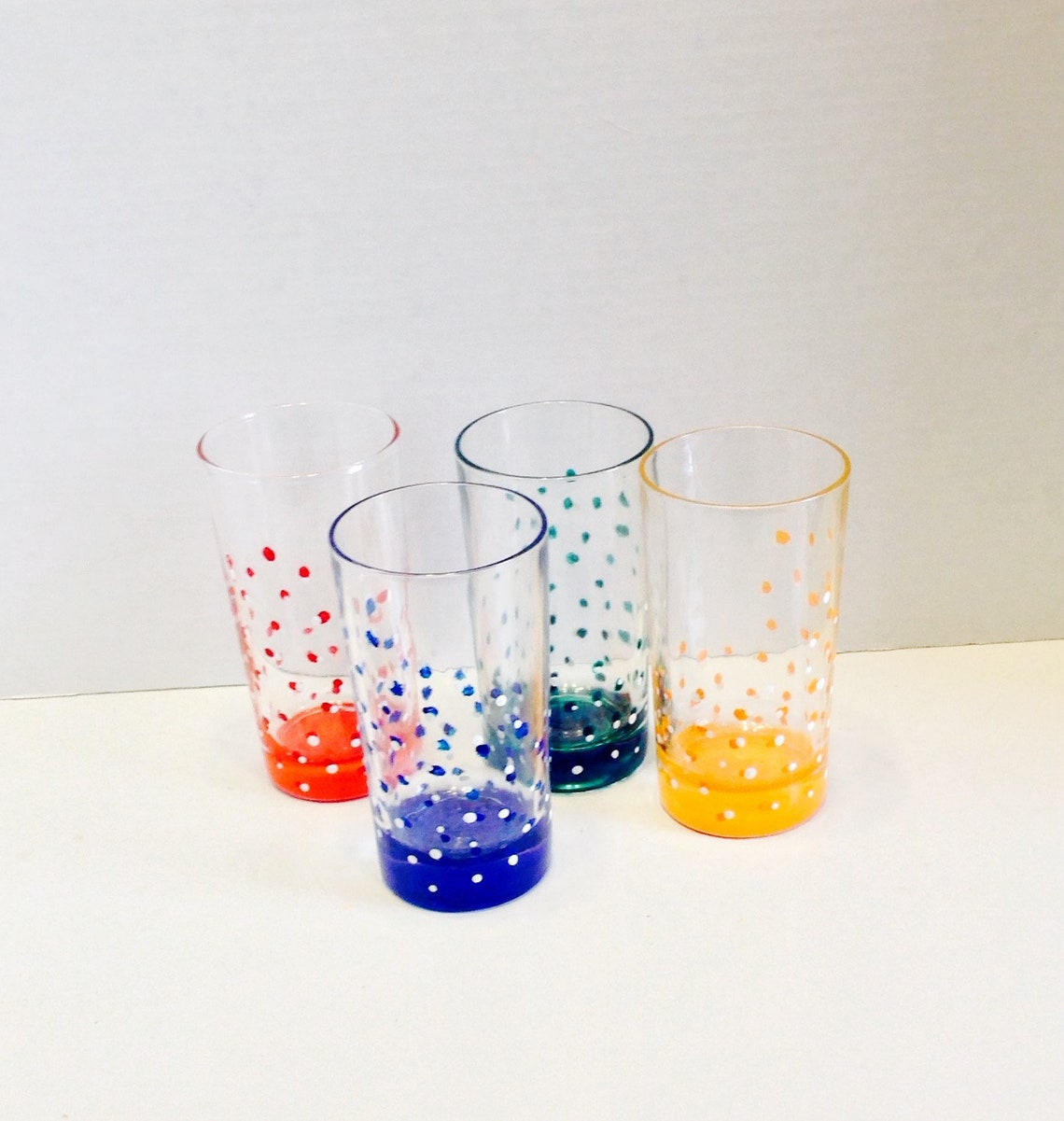 Hand painted drinking glasses set of four glasses colorful Etsy