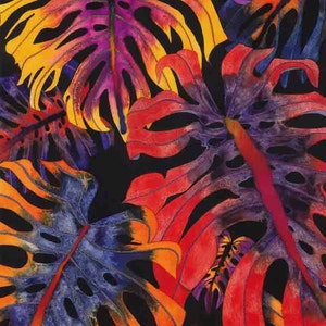 Art Print: &quot;Deliciosa&quot; - A3 leaf print, wall art, leaf painting, foliage print, contemporary art, cheeseplant,from a painting by Liz Marsh