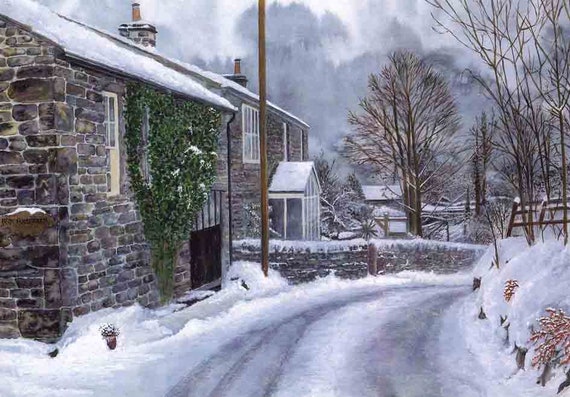 Art Print: beck House Farm A4 Winter Landscape | Etsy