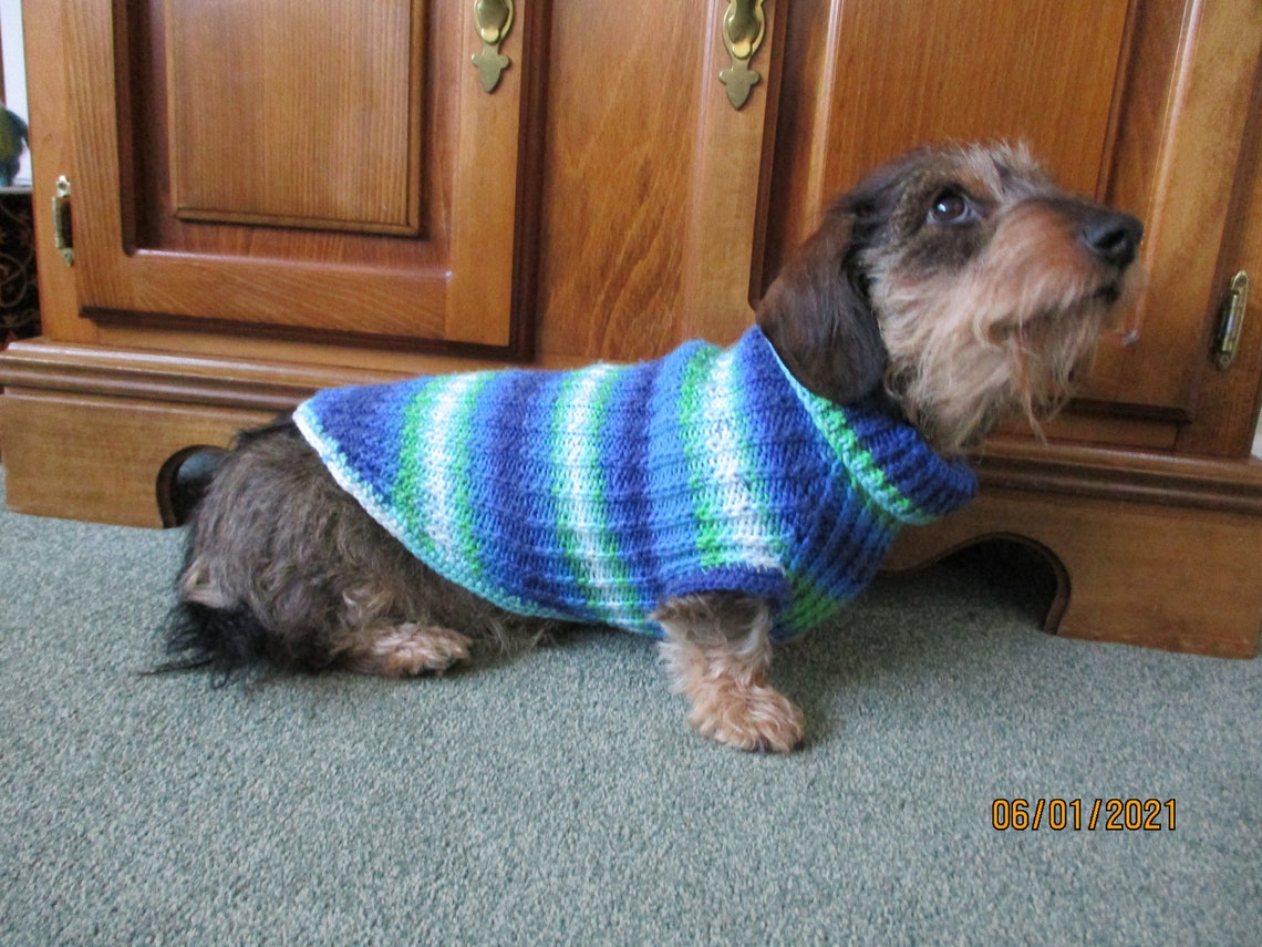 Hand Knitted Dachshund/Sausage dog coat ribbed striped in Etsy