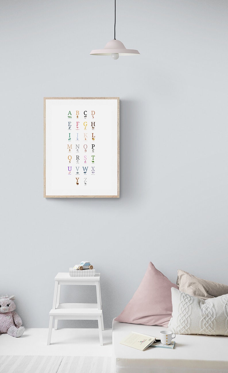 Alphabet Nursery Digital Prints, Printable Wall Art, Neutral Kids