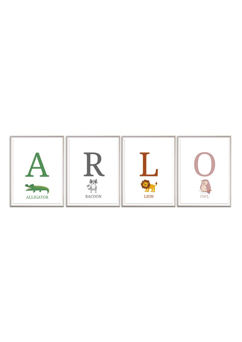 Alphabet Nursery Digital Prints, Printable Wall Art, Neutral Kids