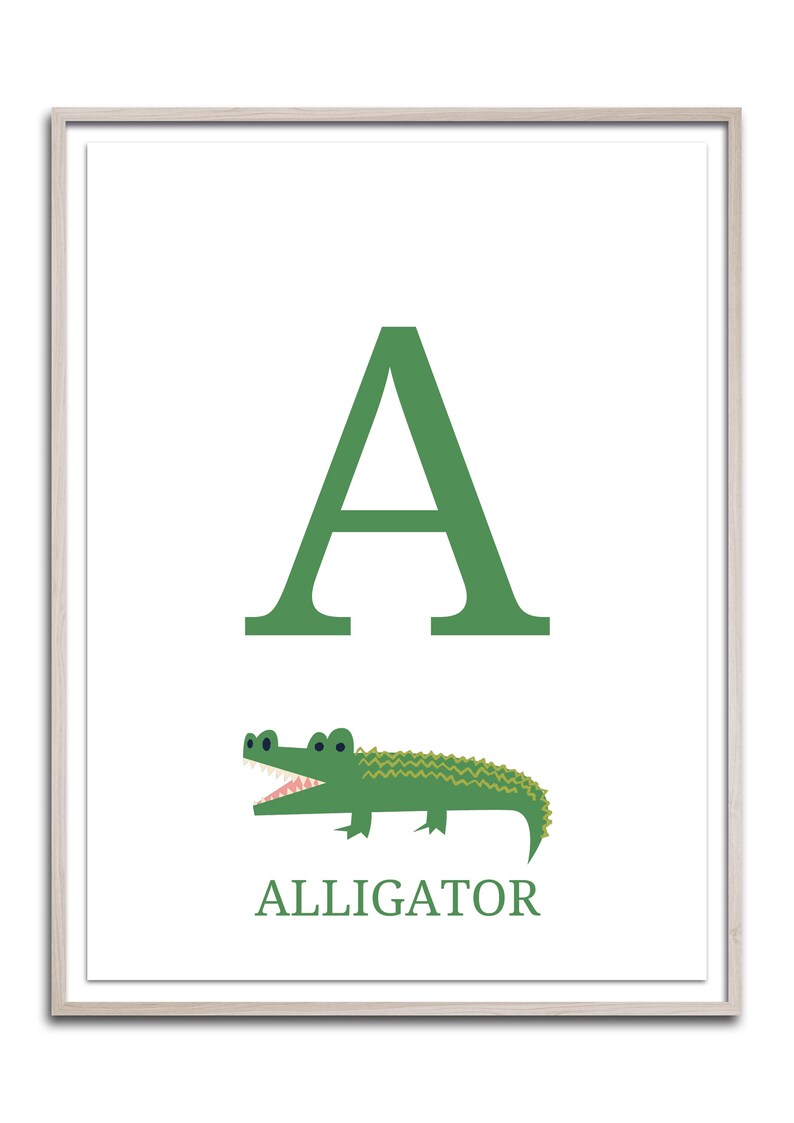 Alphabet Nursery Digital Prints, Printable Wall Art, Neutral Kids
