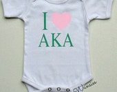 Alpha Kappa Alpha Shirt for Baby, I Love AKA Onesie for Baby Girl, Short Sleeve or Long Sleeve