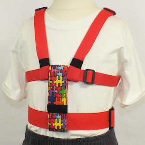 Child Safety Harness with Adjustable Leash, Back Buckles. Autism Harness, Special Needs, Houdini Red