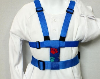 Child Safety Harness with Adjustable Leash, Back Buckles, Paw Print Fabric, Special Needs, Autism Harness, Houdini