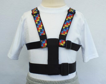 Child Safety Harness with Adjustable Leash, Autism Awareness Puzzle, Back Buckles, Houdini