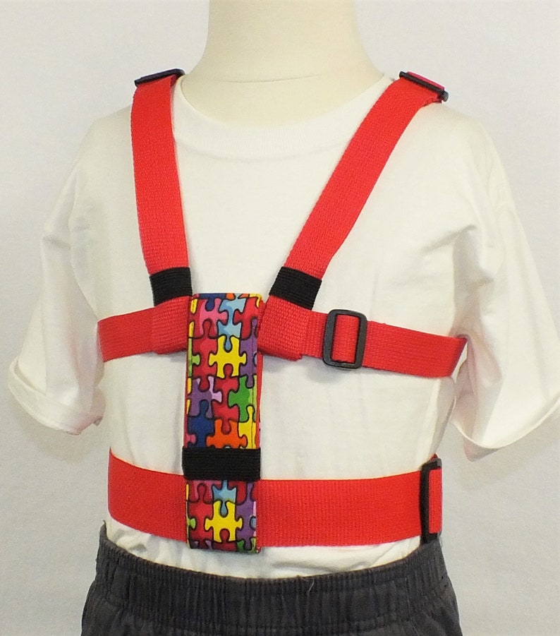 Child Safety Harness with Adjustable Leash, Back Buckles. Autism Harness, Special Needs, Houdini Red