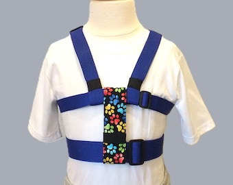 Child Safety Harness with Adjustable Leash, Back Buckles, Paw Print Fabric, Special Needs, Autism Harness, Houdini