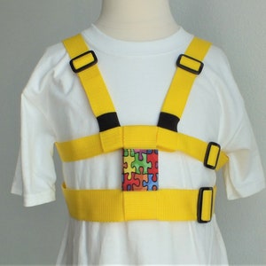 Child Safety Harness with Adjustable Leash, Back Buckles. Autism Harness, Special Needs, Houdini Yellow