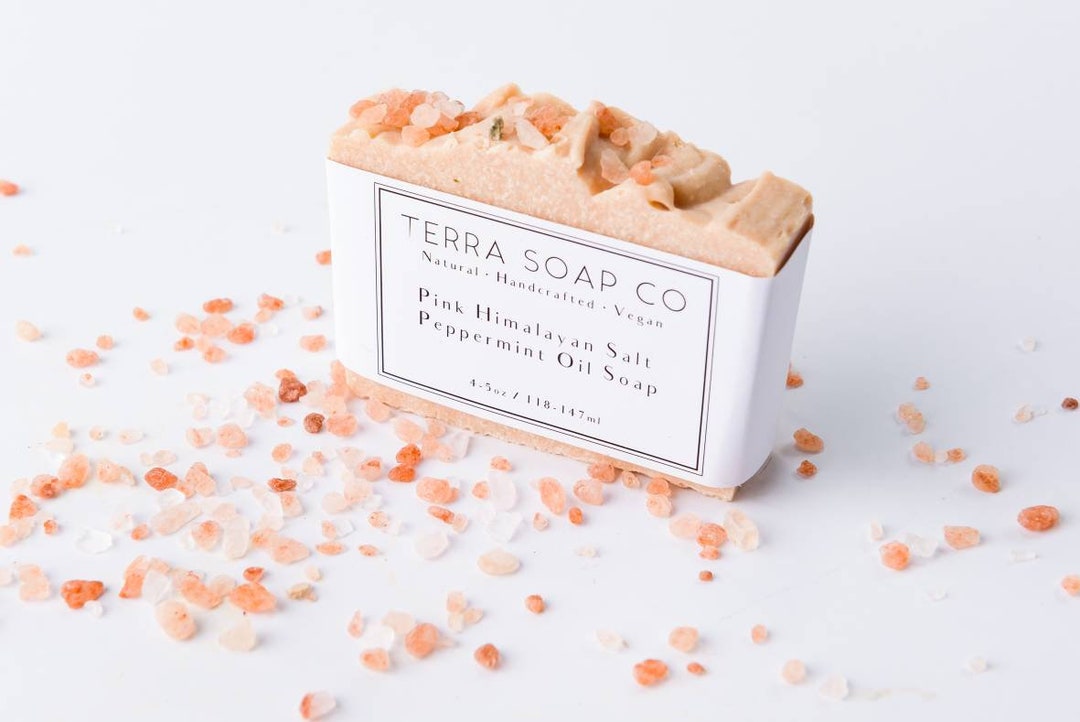 Pink Himalayan Salt Peppermint Oil Soap, Exfoliate, Moisturizing ...
