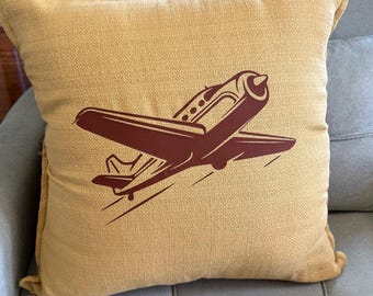 Handmade Chic Art Deco Inspired Airplane Decorative Throw Pillow