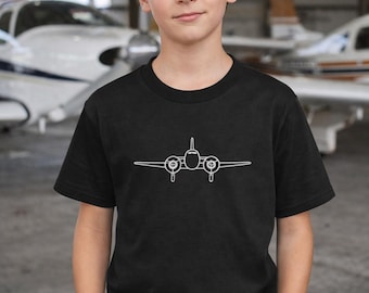 Vintage Airplane Outline T-Shirt, Aviation Gift for Kids