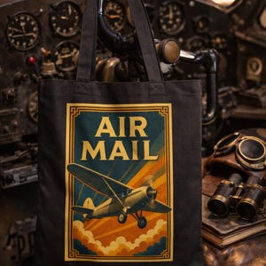 Vintage Pilot Cotton Canvas Tote Bag: Eco-Friendly Travel Essential