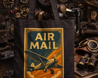 Vintage Pilot Cotton Canvas Tote Bag: Eco-Friendly Travel Essential