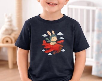 Bunny Pilot Vintage Airplane Infant Tee | Kids Baby Shirt