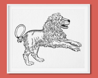 Leo Astrology Letterpress Print - Hand-Carved Lino Cut Zodiac Block Print Design on 100% Cotton Paper