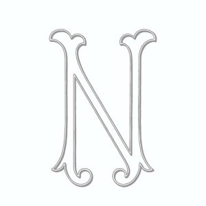 Letra de monograma antiguo - N - Letra única - Diseño vintage