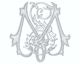 Antique Monogram Design - MS - SM - Vintage Wedding Logo