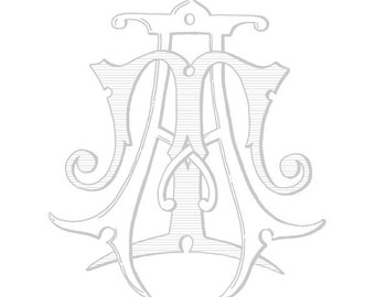 Wedding Monogram Design - AT - TA - Antique