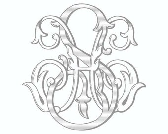 Antique Monogram Design - HS - SH - Vintage Wedding Logo