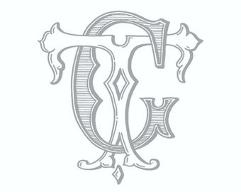 Antique Monogram Design - GT - TG - Vintage Wedding Logo